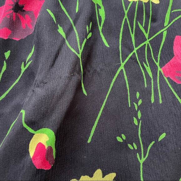 Jason Wu Grey Silk Chiffon Off Shoulder Dress Floral Black Multi Midi 2 GUC - Picture 9 of 14